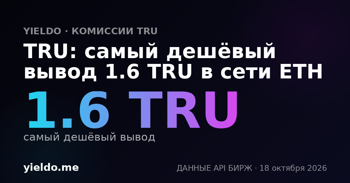 TRU: самый дешёвый вывод 1.6 TRU в сети ETH