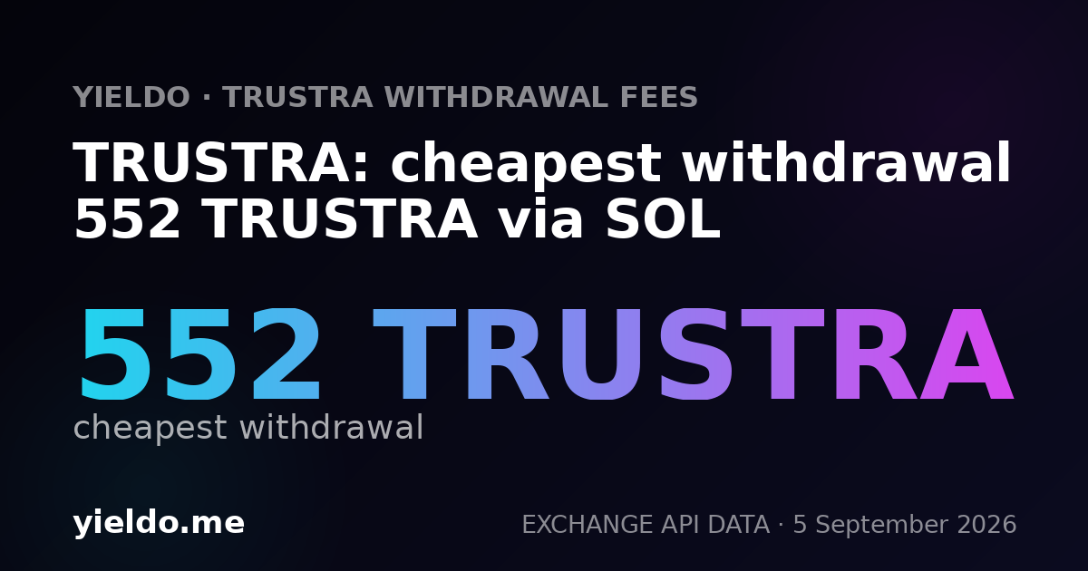 TRUSTRA: cheapest withdrawal 552 TRUSTRA via SOL