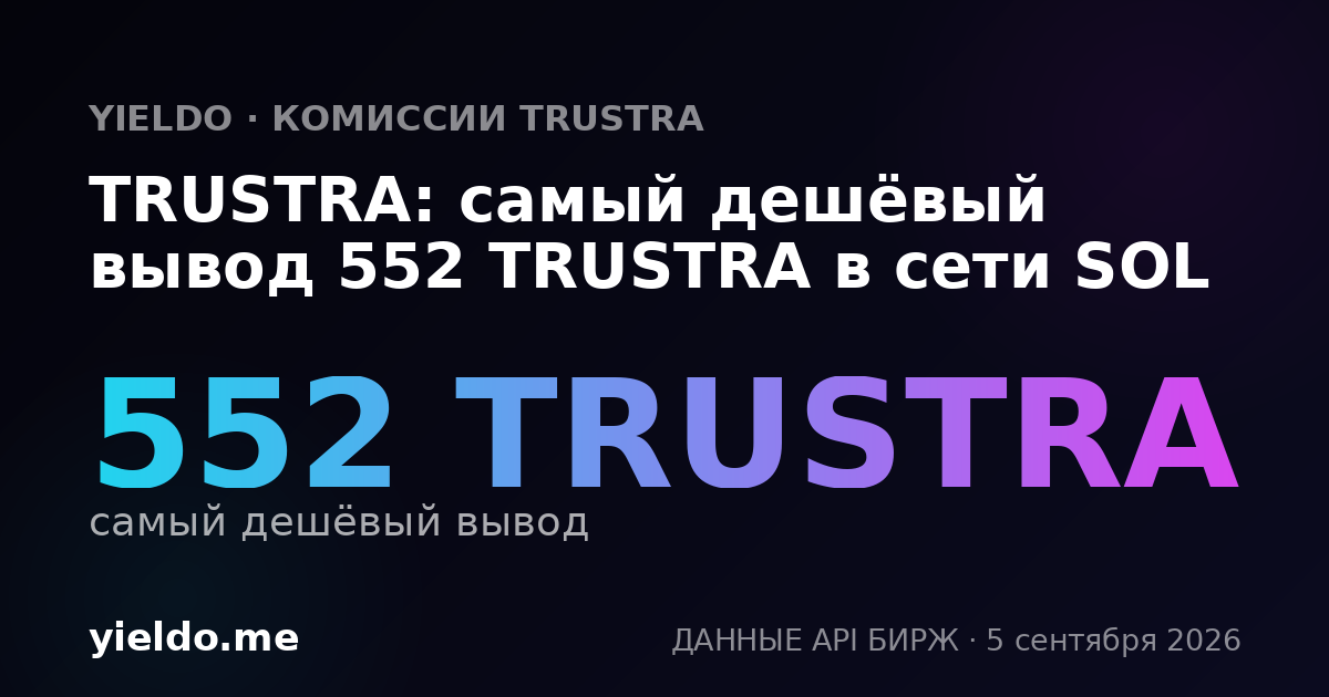 TRUSTRA: самый дешёвый вывод 552 TRUSTRA в сети SOL