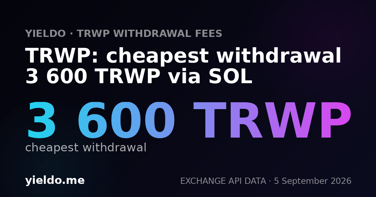 TRWP: cheapest withdrawal 3 600 TRWP via SOL