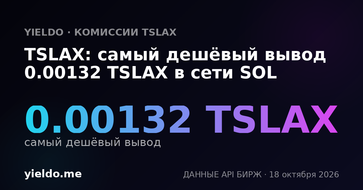 TSLAX: самый дешёвый вывод 0.00132 TSLAX в сети SOL