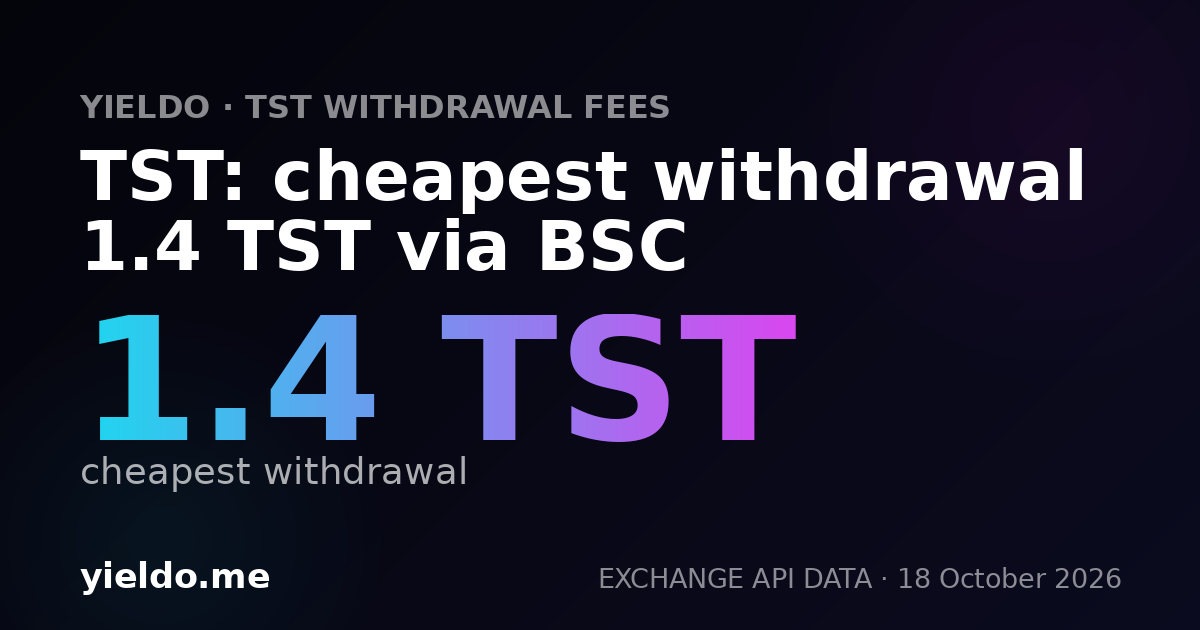 TST: cheapest withdrawal 1.4 TST via BSC