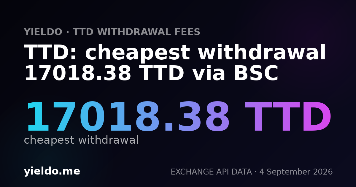 TTD: cheapest withdrawal 17018.38 TTD via BSC