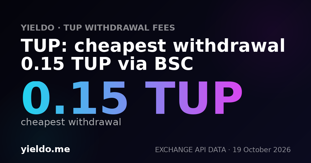 TUP: cheapest withdrawal 0.15 TUP via BSC