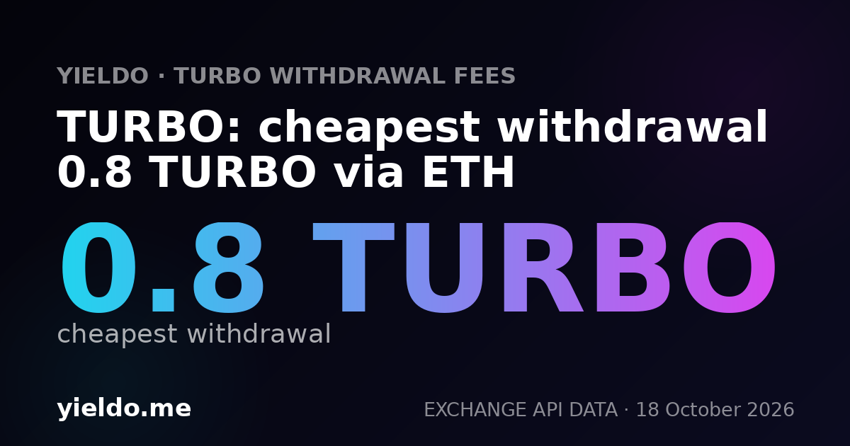 TURBO: cheapest withdrawal 0.8 TURBO via ETH