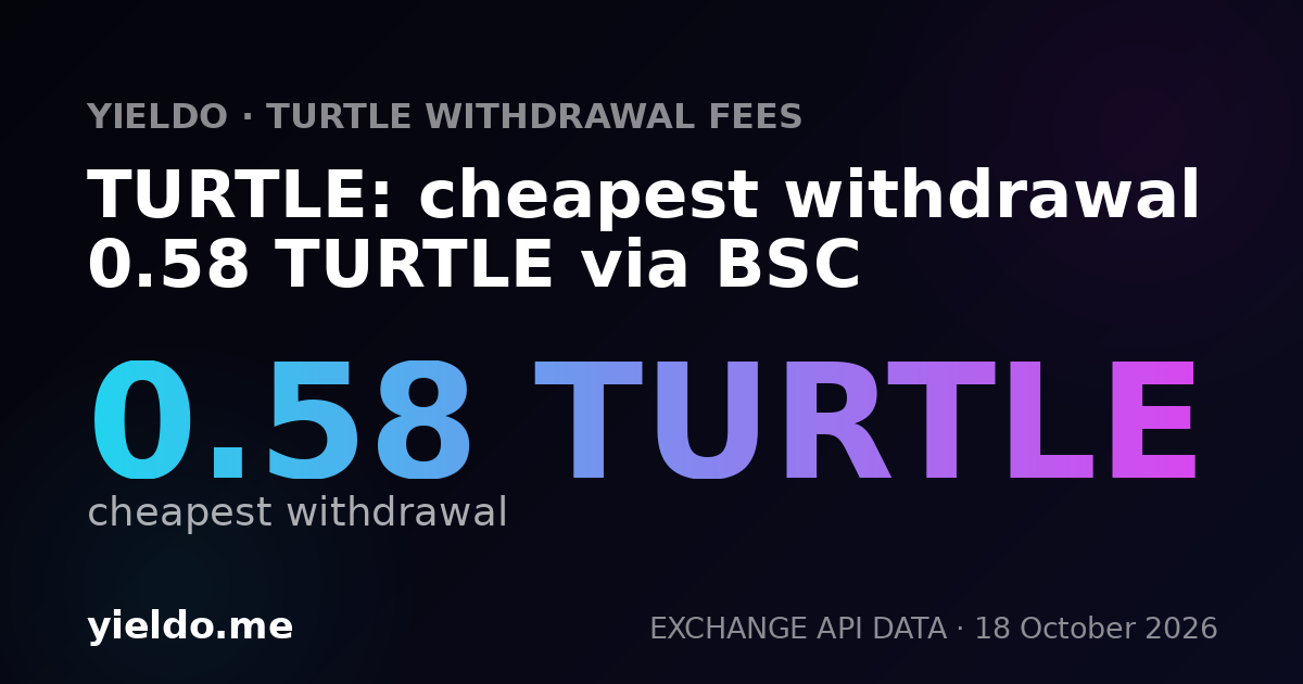 TURTLE: cheapest withdrawal 0.58 TURTLE via BSC
