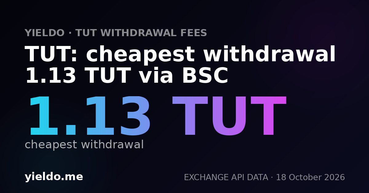 TUT: cheapest withdrawal 1.13 TUT via BSC