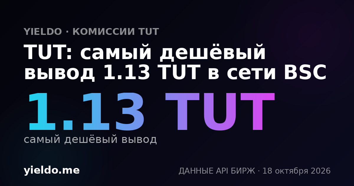 TUT: самый дешёвый вывод 1.13 TUT в сети BSC