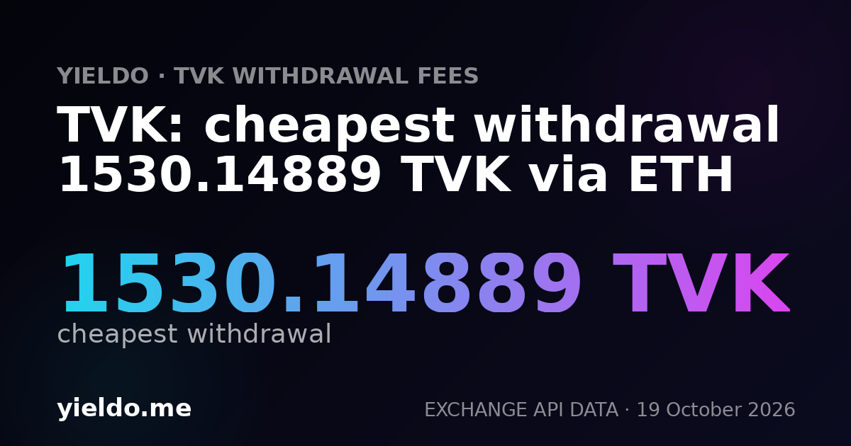TVK: cheapest withdrawal 1532.00993 TVK via ETH