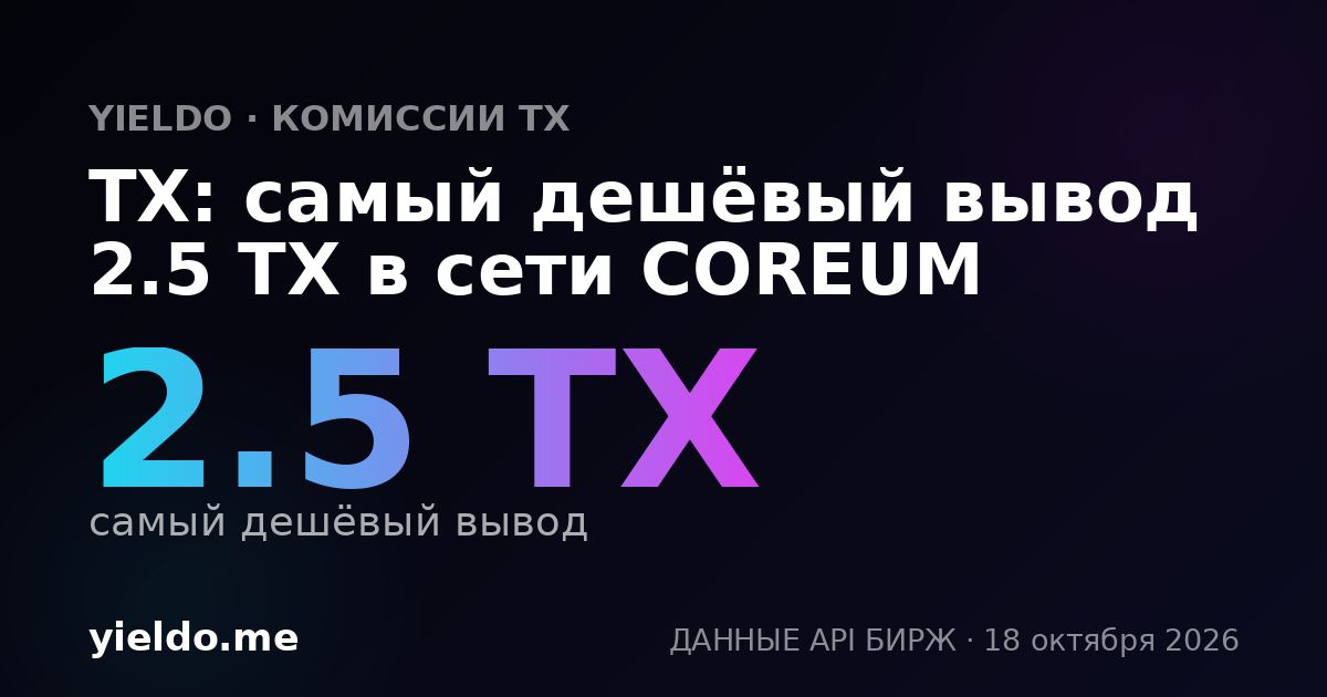 TX: самый дешёвый вывод 2.5 TX в сети COREUM