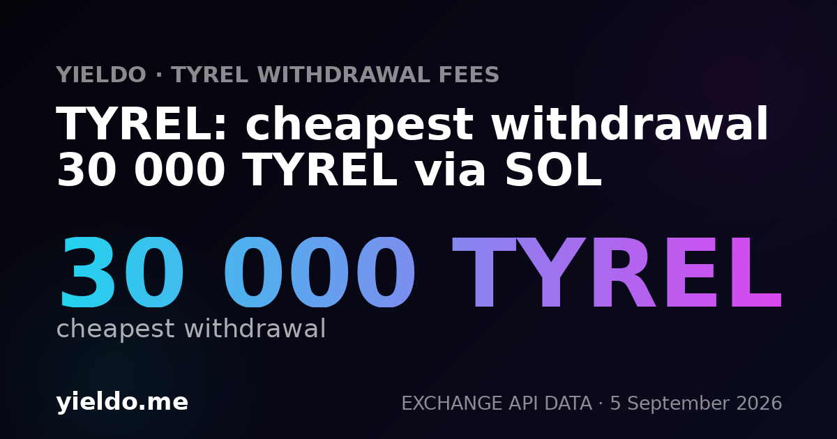 TYREL: cheapest withdrawal 30 000 TYREL via SOL