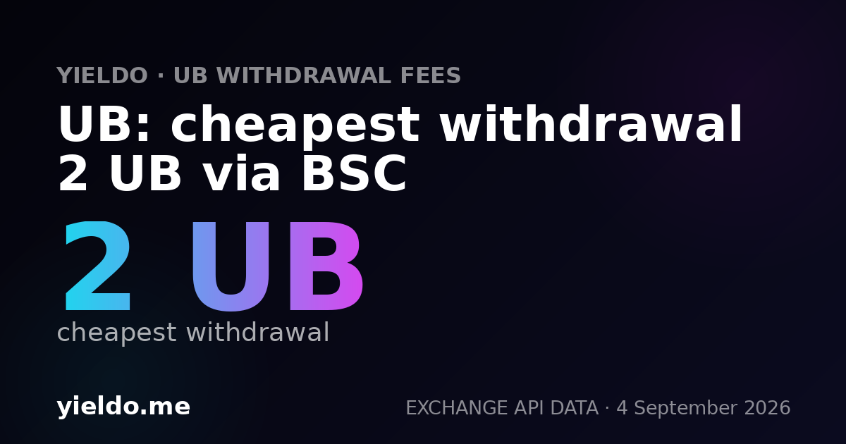 UB: cheapest withdrawal 2 UB via BSC