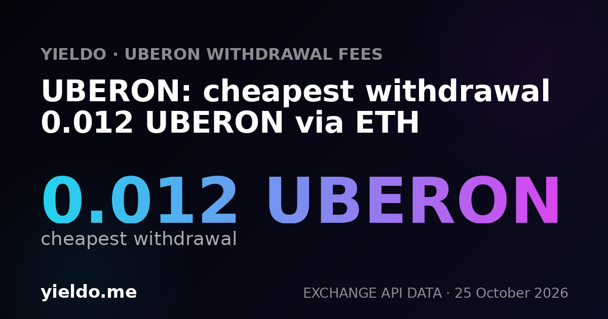 UBERON: cheapest withdrawal 0.012 UBERON via ETH