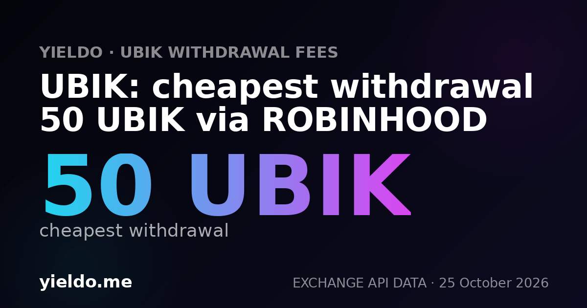 UBIK: cheapest withdrawal 50 UBIK via ROBINHOOD