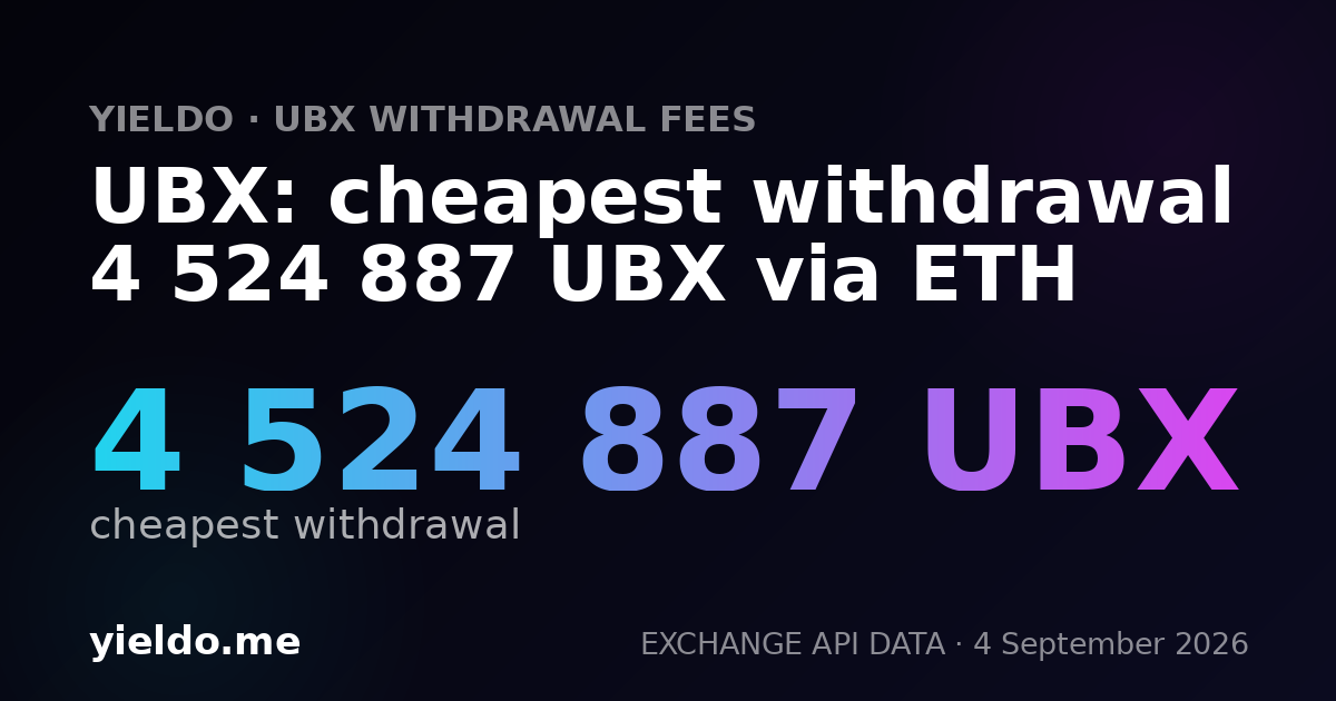 UBX: cheapest withdrawal 4 524 887 UBX via ETH