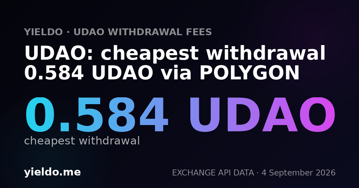 UDAO: cheapest withdrawal 0.584 UDAO via POLYGON