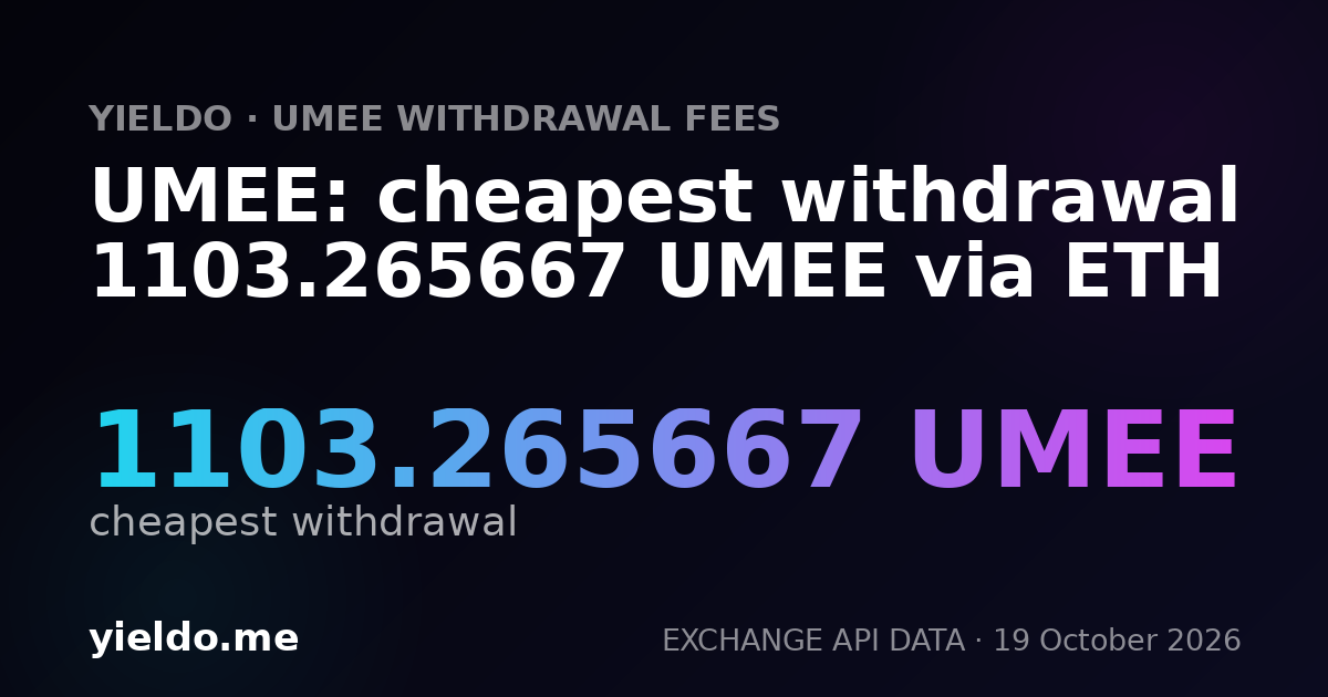 UMEE: cheapest withdrawal 1103.265667 UMEE via ETH