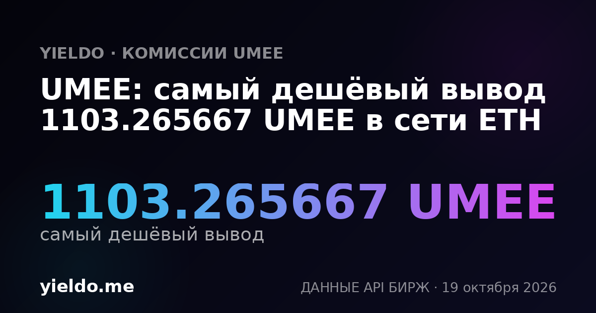 UMEE: самый дешёвый вывод 1103.265667 UMEE в сети ETH