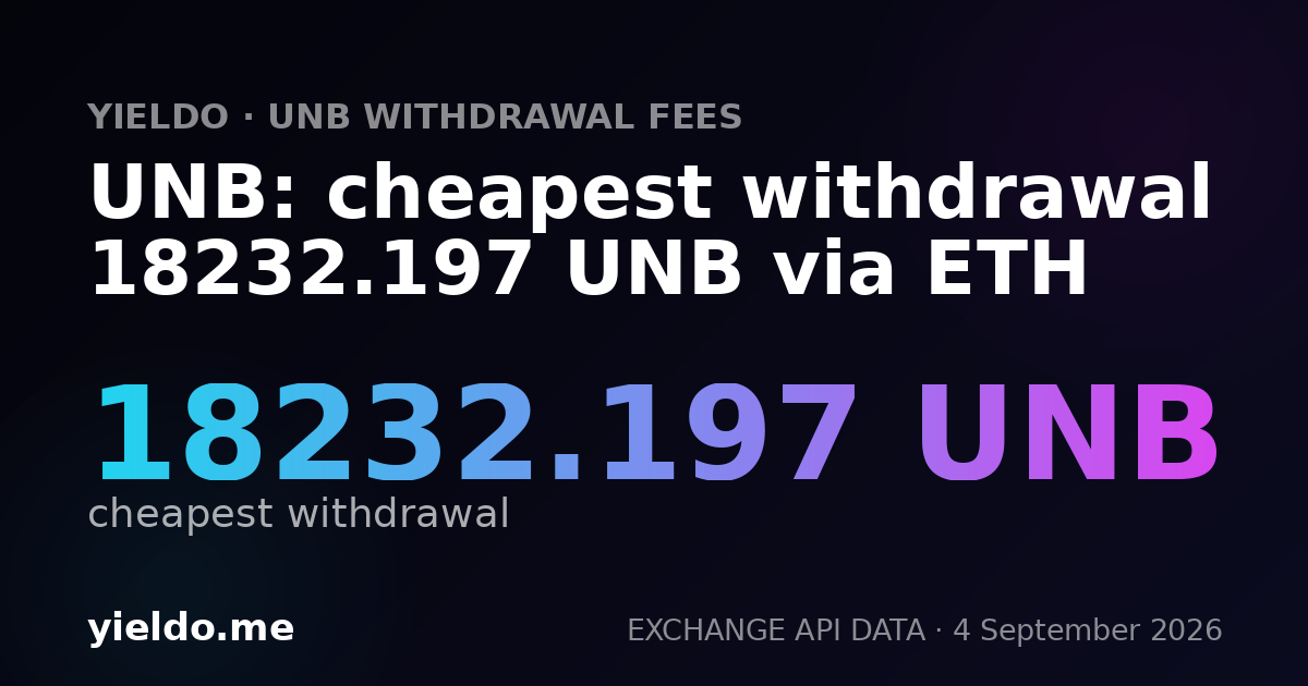 UNB: cheapest withdrawal 18232.197 UNB via ETH