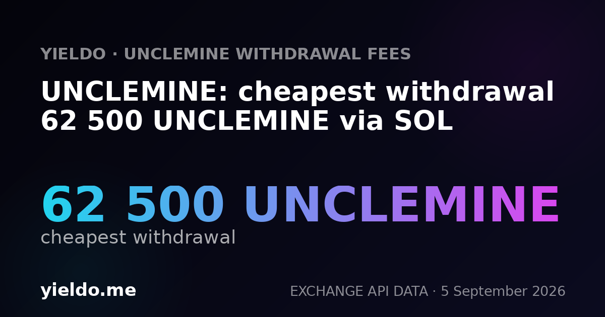 UNCLEMINE: cheapest withdrawal 62 500 UNCLEMINE via SOL