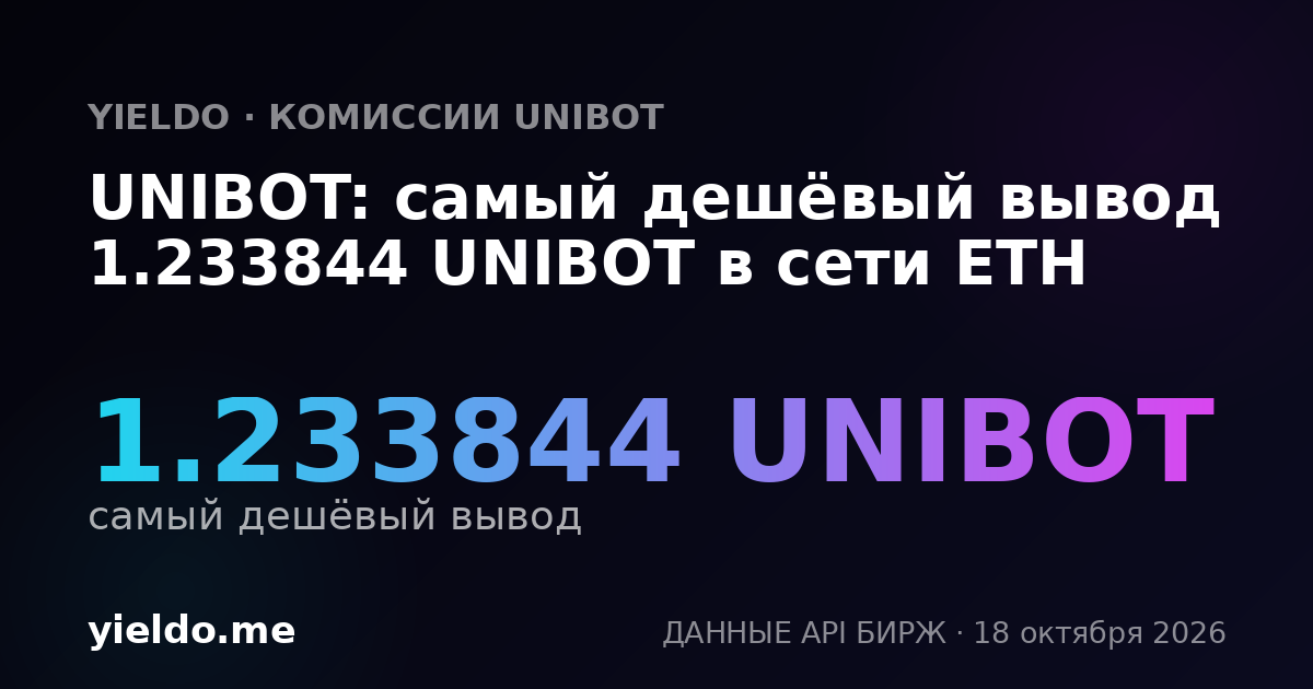 UNIBOT: самый дешёвый вывод 1.233844 UNIBOT в сети ETH