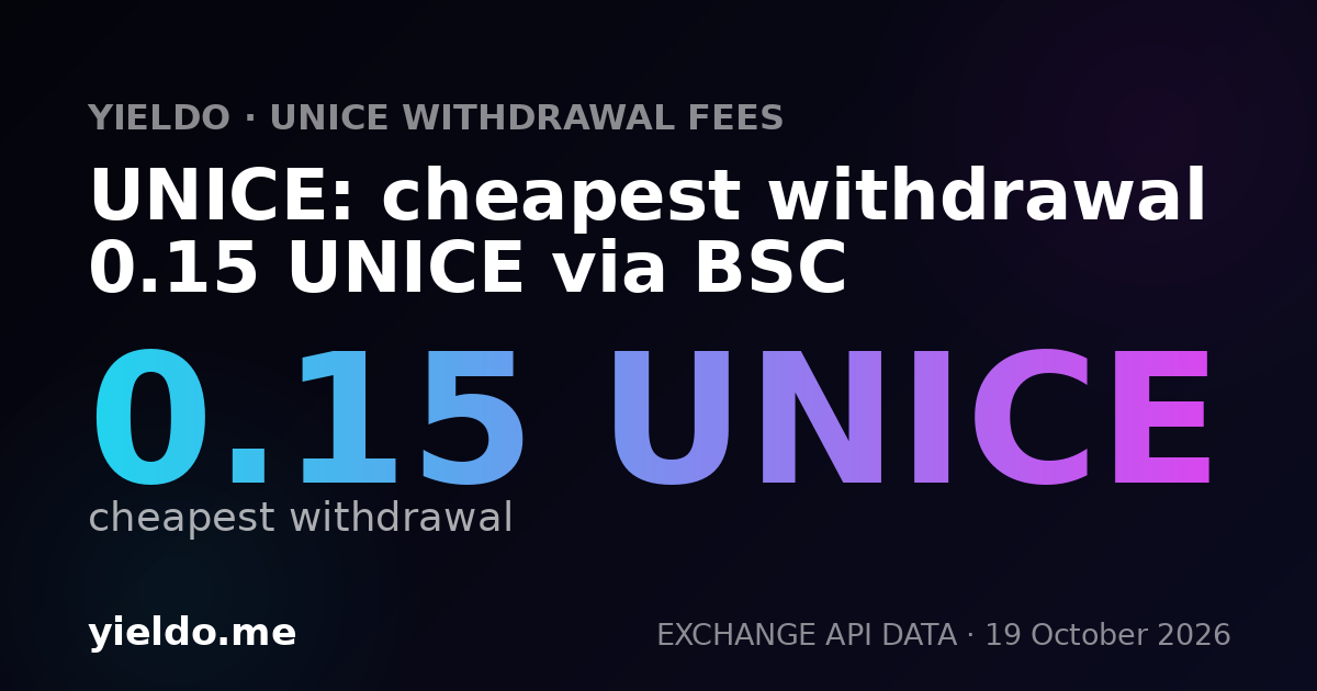 UNICE: cheapest withdrawal 0.15 UNICE via BSC