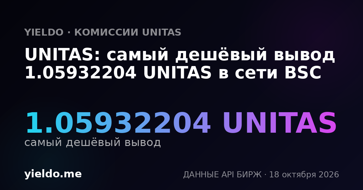 UNITAS: самый дешёвый вывод 1.05932204 UNITAS в сети BSC