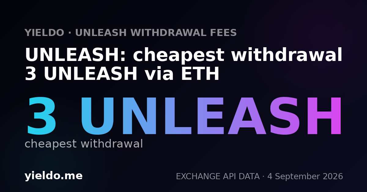 UNLEASH: cheapest withdrawal 3 UNLEASH via ETH