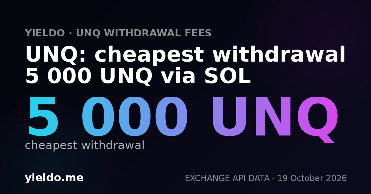 UNQ: cheapest withdrawal 5 000 UNQ via SOL