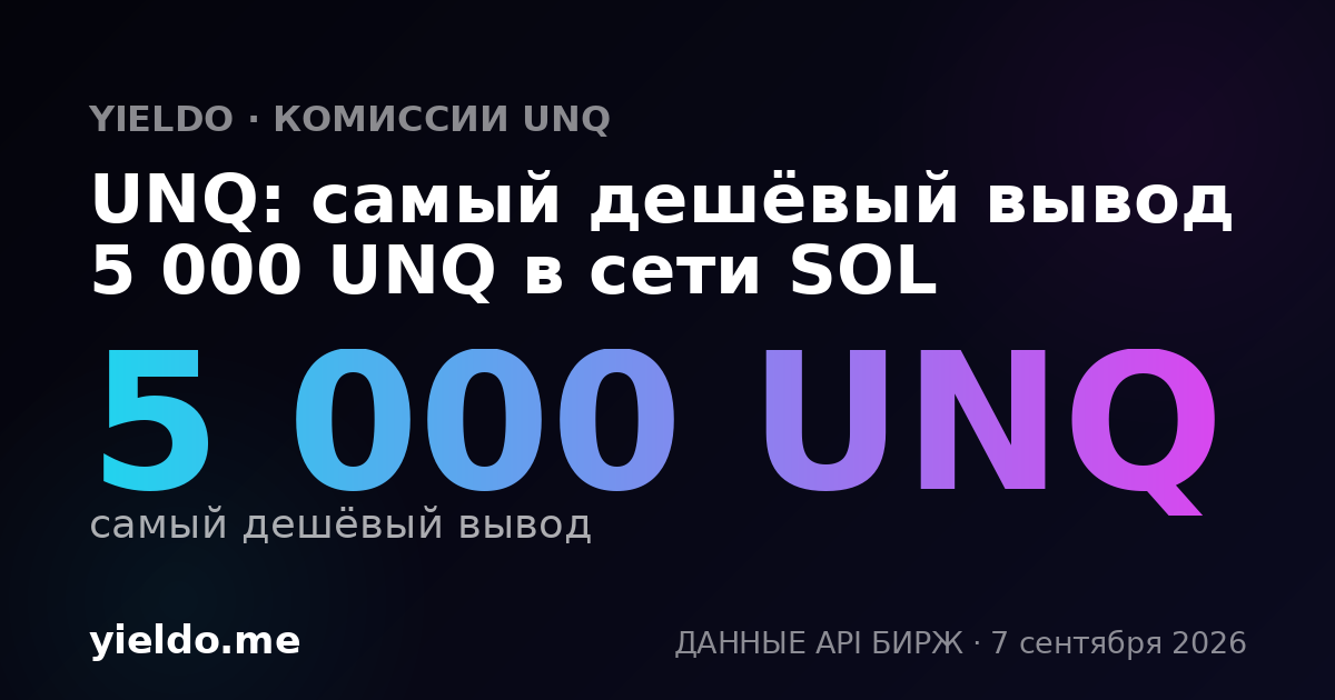 UNQ: самый дешёвый вывод 5 000 UNQ в сети SOL