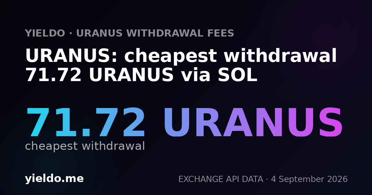 URANUS: cheapest withdrawal 71.72 URANUS via SOL