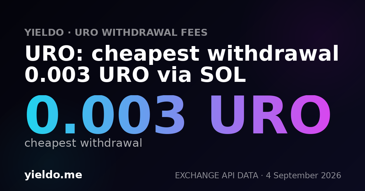 URO: cheapest withdrawal 0.003 URO via SOL