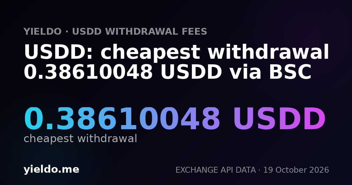 USDD: cheapest withdrawal 0.38610048 USDD via BSC