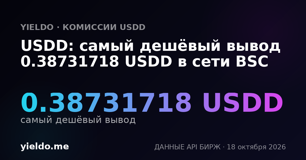 USDD: самый дешёвый вывод 0.38731718 USDD в сети BSC