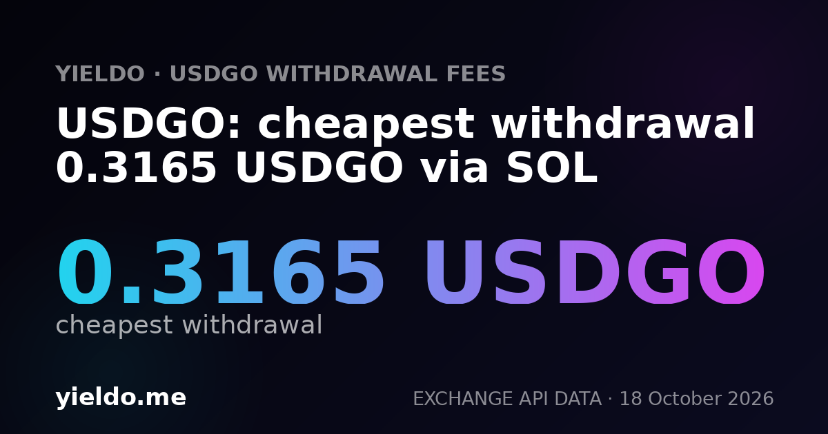 USDGO: cheapest withdrawal 0.3173 USDGO via SOL