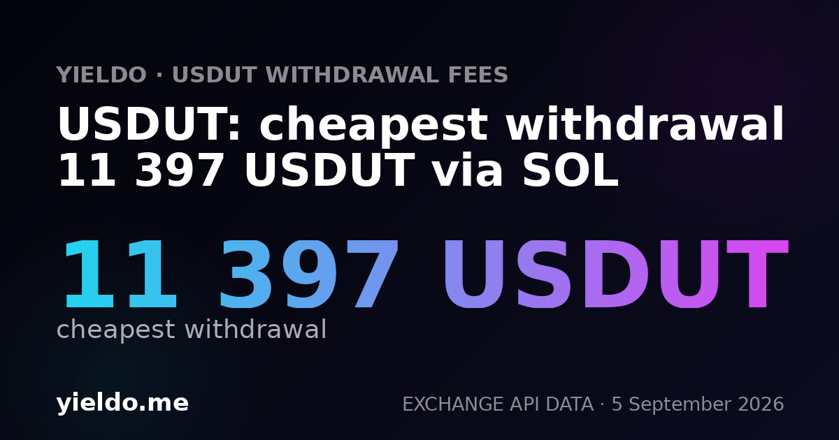 USDUT: cheapest withdrawal 11 397 USDUT via SOL