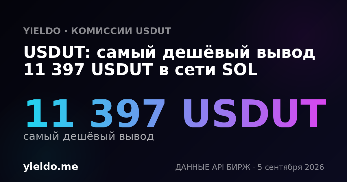 USDUT: самый дешёвый вывод 11 397 USDUT в сети SOL
