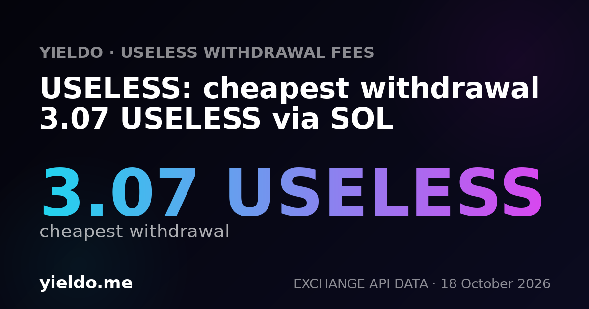 USELESS: cheapest withdrawal 3.07 USELESS via SOL