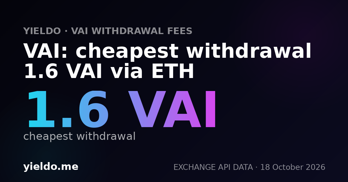 VAI: cheapest withdrawal 1.6 VAI via ETH