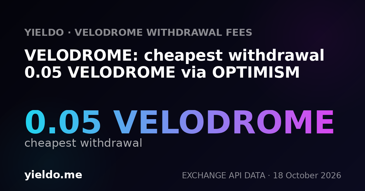 VELODROME: cheapest withdrawal 0.05 VELODROME via OPTIMISM