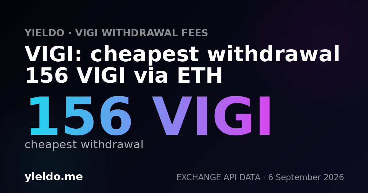 VIGI: cheapest withdrawal 156 VIGI via ETH