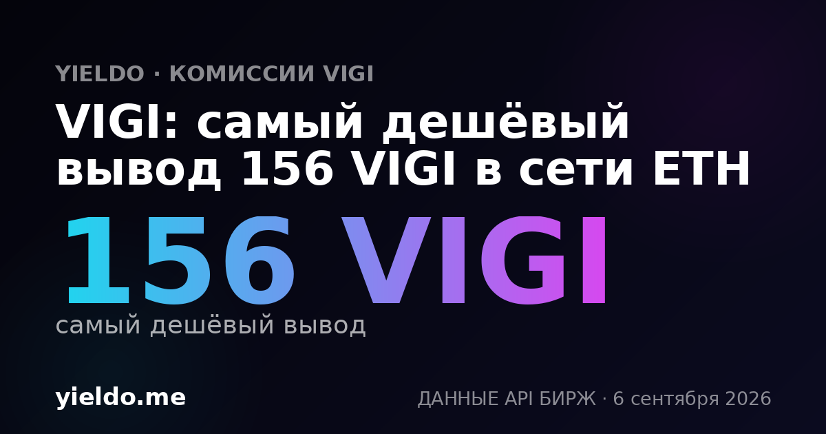 VIGI: самый дешёвый вывод 156 VIGI в сети ETH