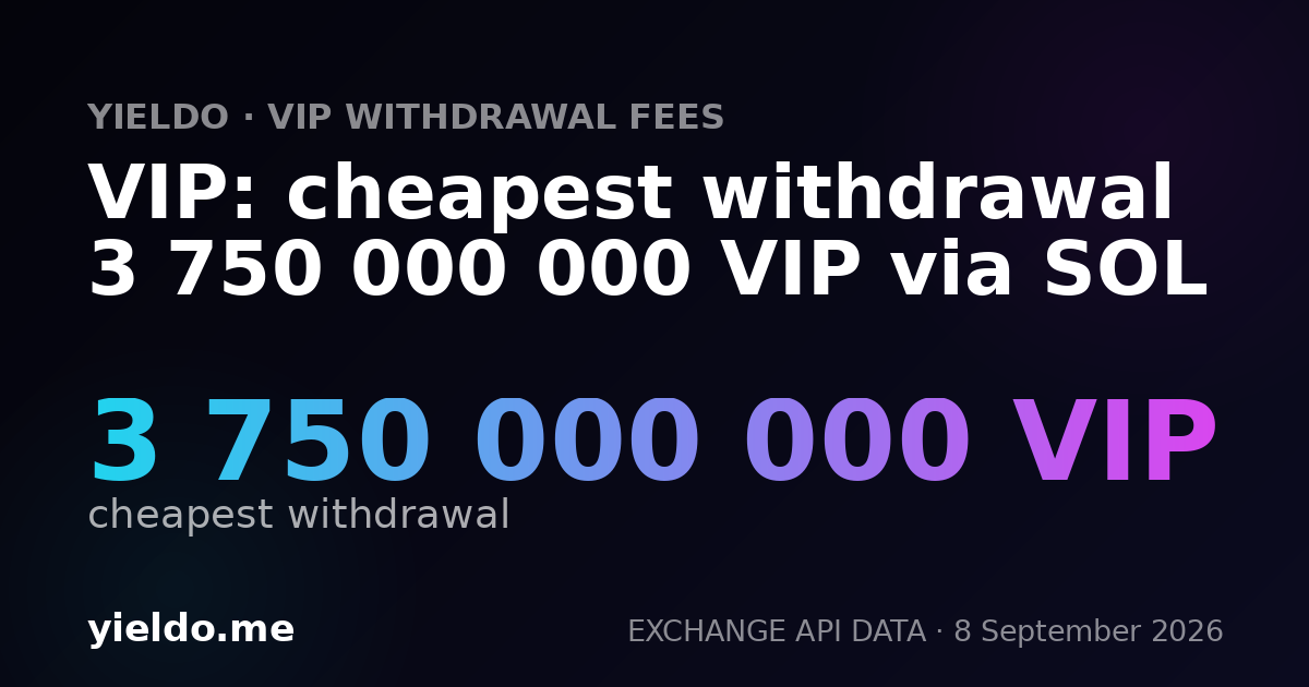 VIP: cheapest withdrawal 3 750 000 000 VIP via SOL