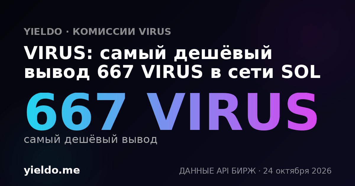 VIRUS: самый дешёвый вывод 667 VIRUS в сети SOL