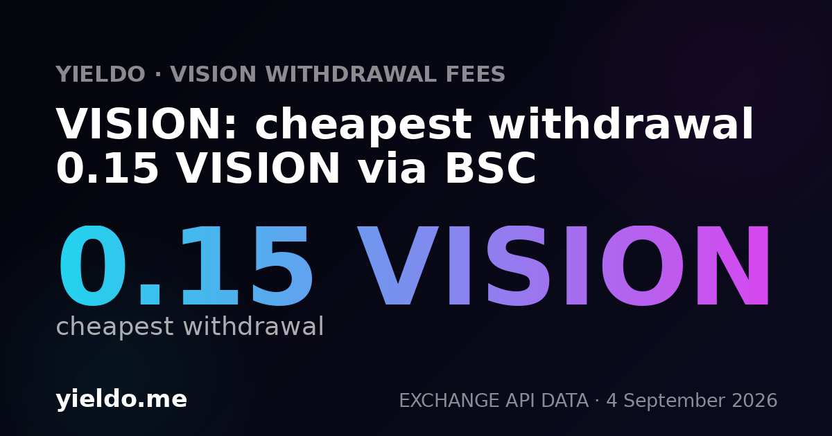VISION: cheapest withdrawal 0.15 VISION via BSC