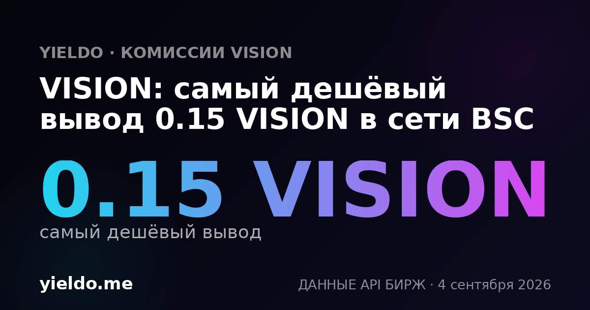 VISION: самый дешёвый вывод 0.15 VISION в сети BSC