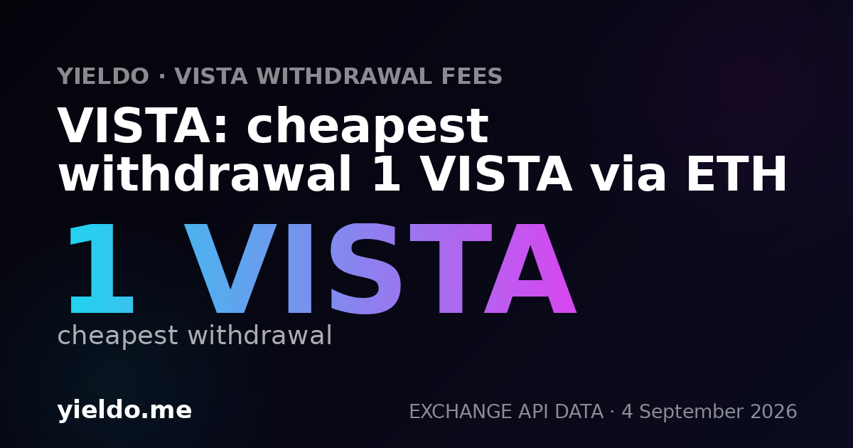 VISTA: cheapest withdrawal 1 VISTA via ETH