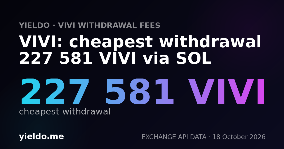 VIVI: cheapest withdrawal 227 581 VIVI via SOL