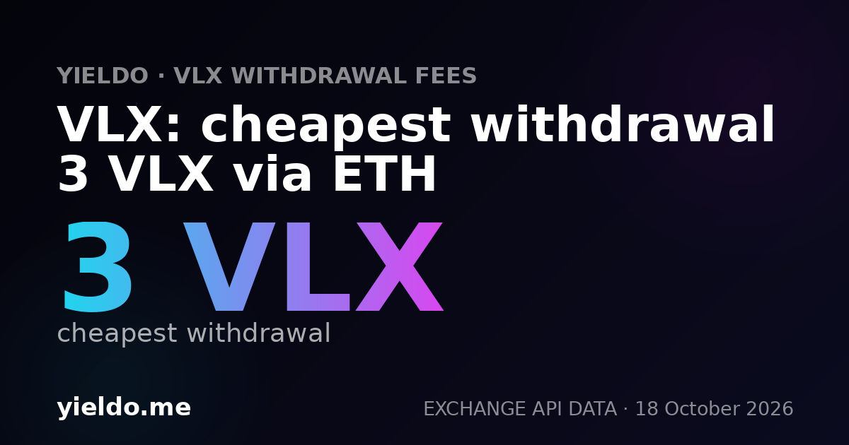 VLX: cheapest withdrawal 3 VLX via ETH