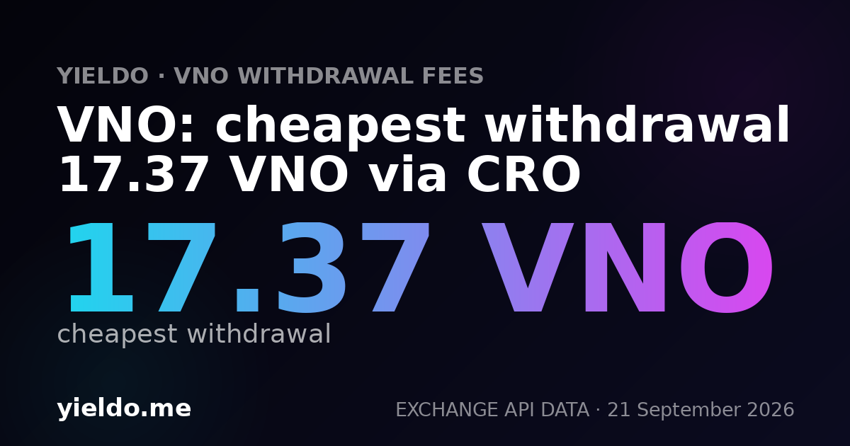 VNO: cheapest withdrawal 17.37 VNO via CRO